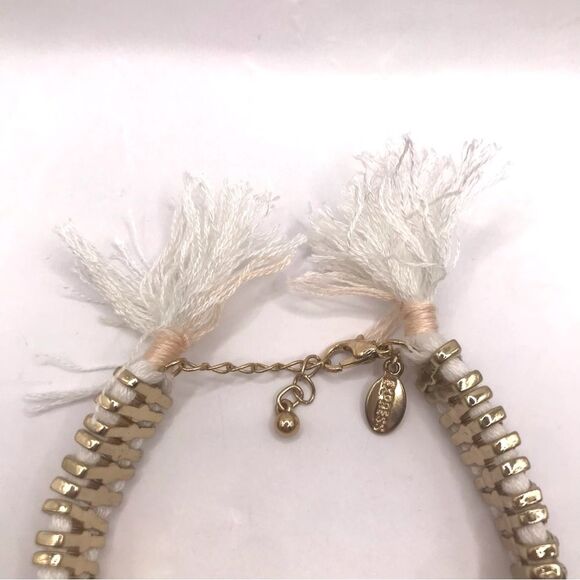 Express Gold and White Woven Bracelet - Picture 4 of 7
